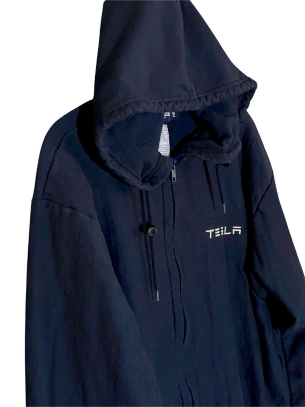 Tesla Tyndale Navy Full Zip Hoodie M Embroidered Logo Made USA Workwear Tech - Picture 3 of 6